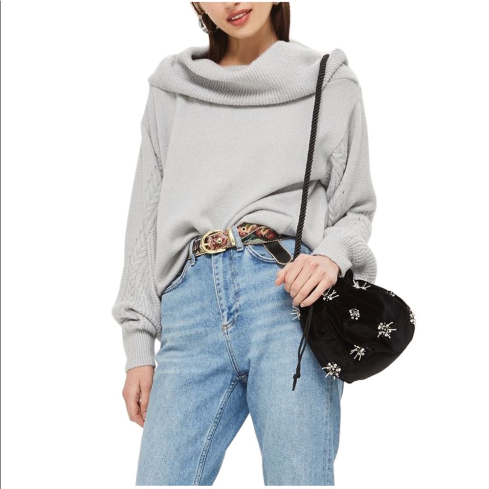 Topshop | cable sleeve cowl neck sweater